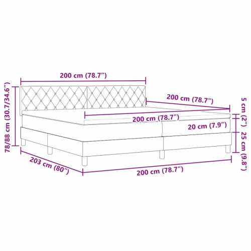 Легло с пружинирана основа с матрак Черно 200 x 200 cm Кадифе