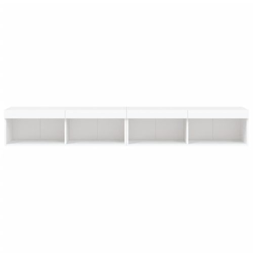 ТВ шкафове с LED осветление, 2 бр, бели, 100x30x30 см