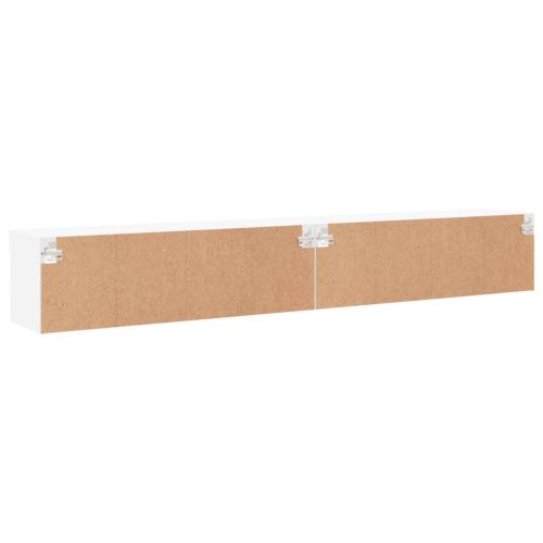 ТВ шкафове с LED осветление, 2 бр, бели, 100x30x30 см