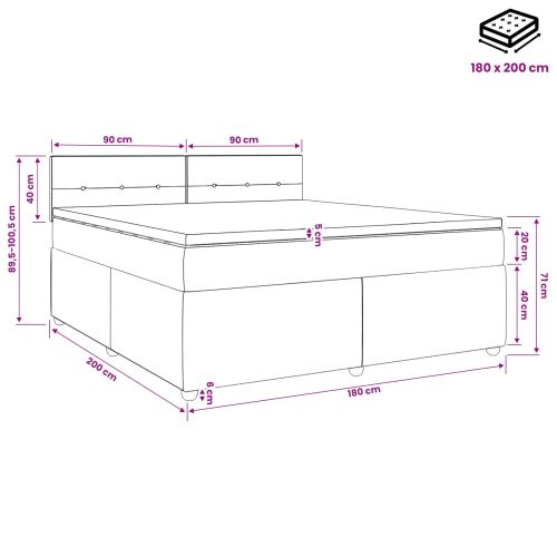 Континентално легло с матрак Тъмнозелено 180 x 200 cm Кадифе