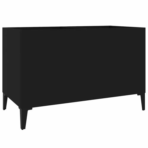 Шкаф за грамофонни плочи черен 74,5x38x48 см инженерно дърво