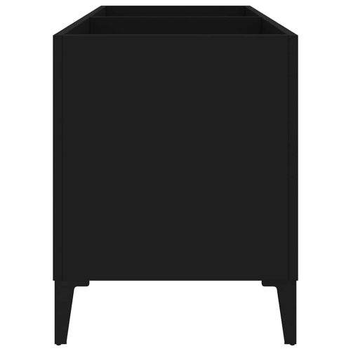 Шкаф за грамофонни плочи черен 74,5x38x48 см инженерно дърво
