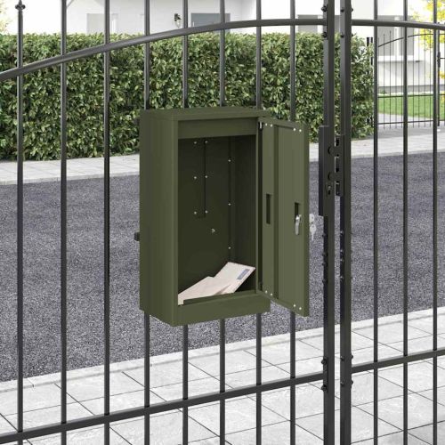 Пощенска кутия с врата Маслиненозелен 30 x 20 x 55 см Стомана