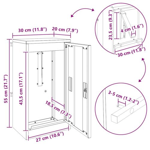 Пощенска кутия с врата Маслиненозелен 30 x 20 x 55 см Стомана
