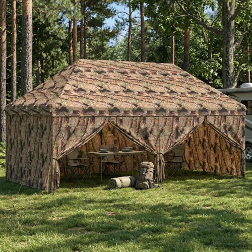 Поп-ъп Тент с 4 Стени 3 x 6 m Лесен камуфлаж