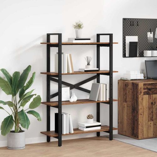 Рафт за книги 4 нива 100 x 33,5 x 140 см Инженерна дървесина