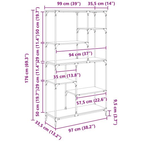 Рафт за книги 5 нива 99 x 35,5 x 176 cm Инженерна дървесина