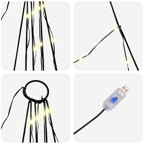 LED коледна елха с колчета за земя Топло бяло 182 см Метал