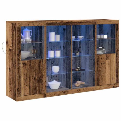 LED конзолна маса Старо дърво 163 x 37 x 100 см