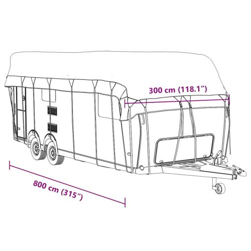 Покривало за покрив на каравана сиво 800x300cm Нетъкана материя