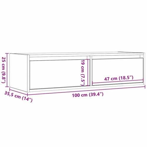 ТВ шкаф с LED осветление, Черен дъб, 100X35,5x25 см