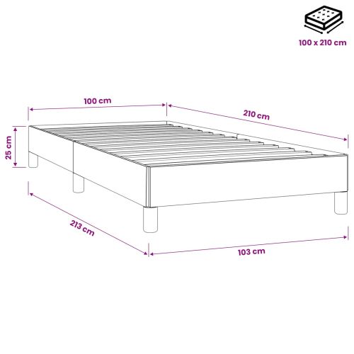 Box Spring Легло без матрак Тъмно сиво 100x210 cm Кадифе