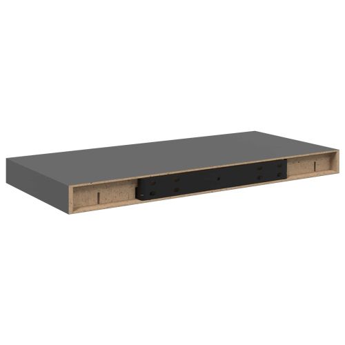 Окачени стенни рафтове, 2 бр, сив гланц, 50x23,5x3,8 см, МДФ