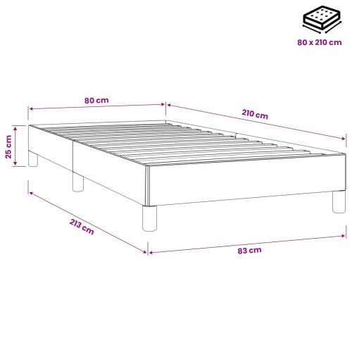 Box Spring Легло без матрак Черно 80x210 cm Кадифе