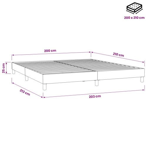 Box Spring Легло без матрак Черно 200x210 cm Кадифе