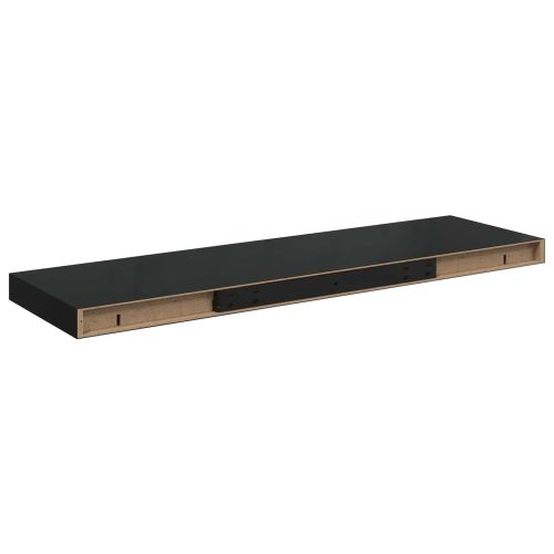 Окачени стенни рафтове, 4 бр, черен гланц, 80x23,5x3,8 см, МДФ