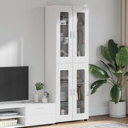 Висок шкаф FLORIN 60 x 35 x 182 см Лъскаво бяло