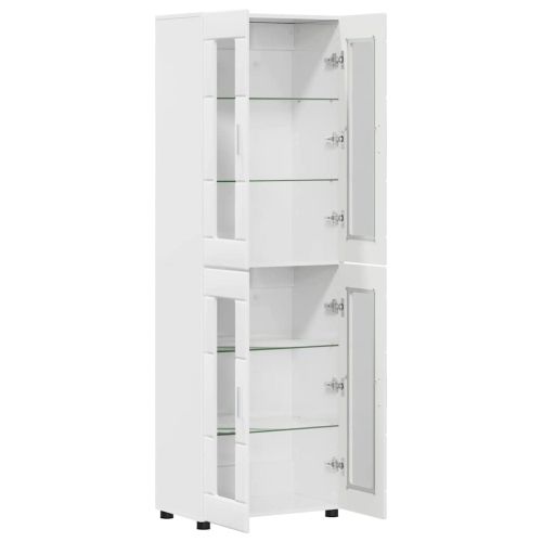 Висок шкаф FLORIN 60 x 35 x 182 см Лъскаво бяло