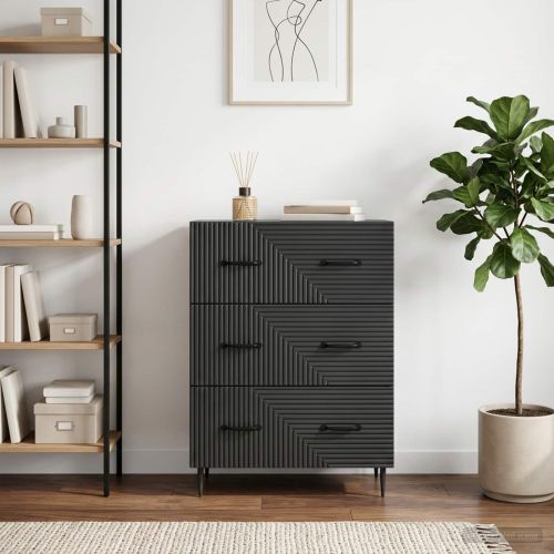 Чекмеджетен шкаф 66 x 34,5 x 89,5 см Инженерна дървесина Черно