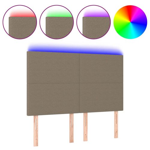 LED горна табла за легло, таупе, 144x5x118/128 см, плат