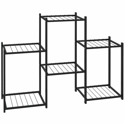 Стойка за цветя, 83x25x60 см, черна, желязо