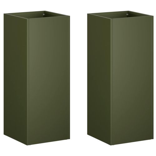 Градинска саксия 2 бр. Маслиненозелено 20 x 20 x 40 см