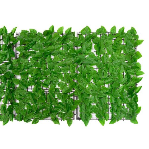 Балконски параван със зелени листа, 200x75 см