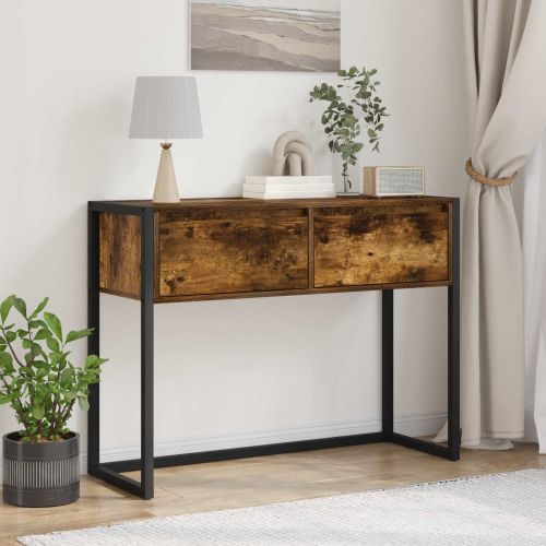 Крайна масичка Димящ дъб 100 x 36 x 75 см Инженерна дървесина