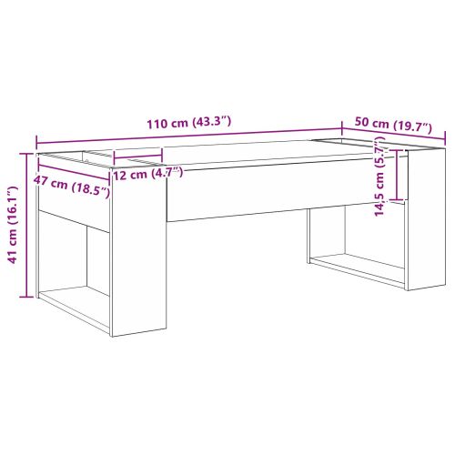 Масичка за кафе Бяло 110 x 50 x 41 см Инженерна дървесина