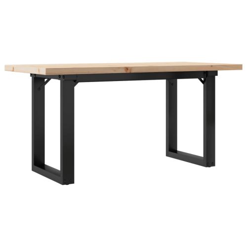 Кафе маса О-образна рамка 100x50x45,5 см бор масив и стомана