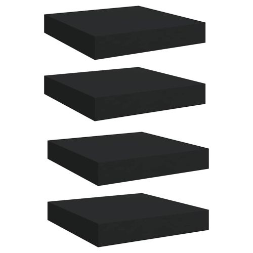 Окачени стенни рафтове, 4 бр, черни, 23x23,5x3,8 см, МДФ