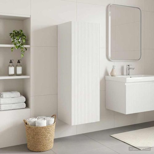 Стенно Баня Кабинет Бяло 33 x 34,5 x 60 см Инженерна дървесина