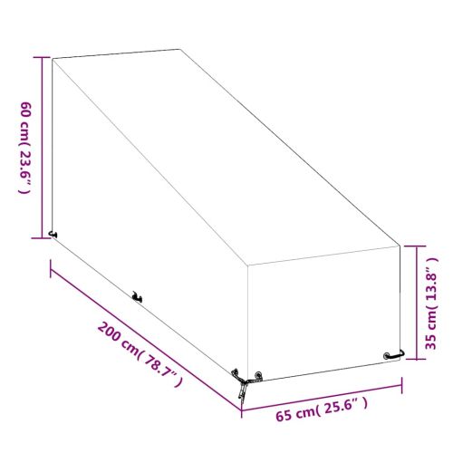 Покривала за шезлонги 2 бр 12 капси 200x65x35/60 см полиетилен