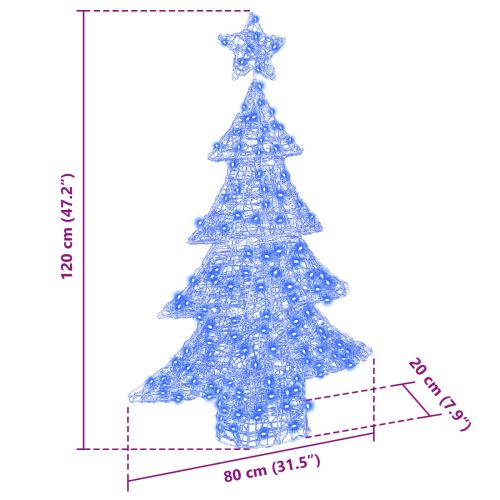 Коледно дърво 100 LED светодиода Синьо 120 cm Акрил