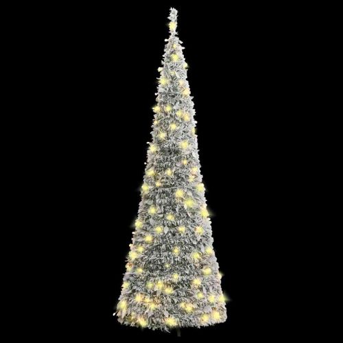 Изкуствена коледна елха с флокиран сняг, 150 LED лампи, 180 см