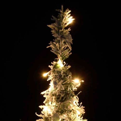 Изкуствена коледна елха с флокиран сняг, 150 LED лампи, 180 см