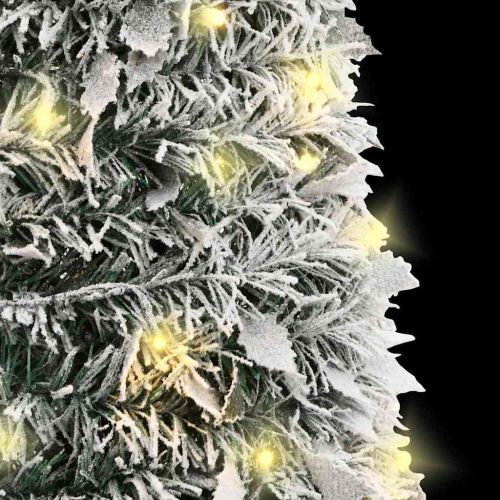 Изкуствена коледна елха с флокиран сняг, 150 LED лампи, 180 см
