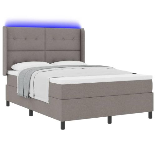 LED кутия за пружини с легло Таупе 140 x 190 cm текстил