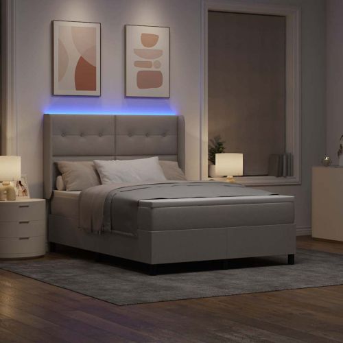 LED кутия за пружини с легло Таупе 140 x 190 cm текстил