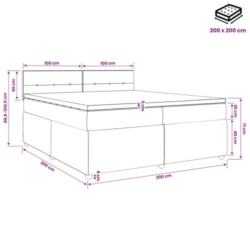 Континентално легло с матрак Кремаво 200 x 200 cm Текстил