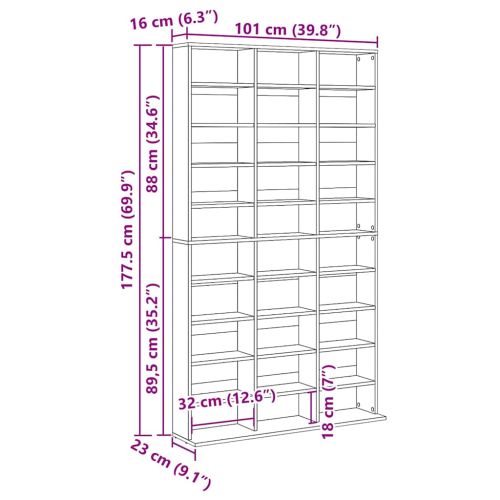 Кабинет за CD Дъб 101 x 23 x 177,5 см Инженерна дървесина