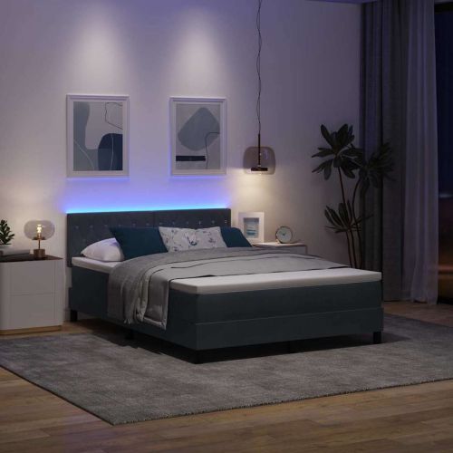 LED кутия за пружини с легло Тъмен сив 160 x 200 cm Кадифе