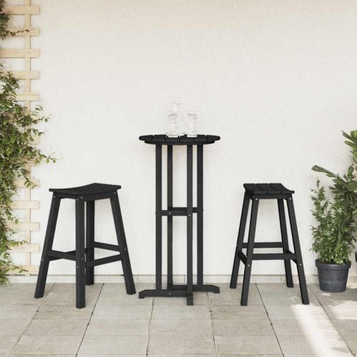 Бар стол 2 бр. Черно 52 x 43 x 73,5 см HDPE