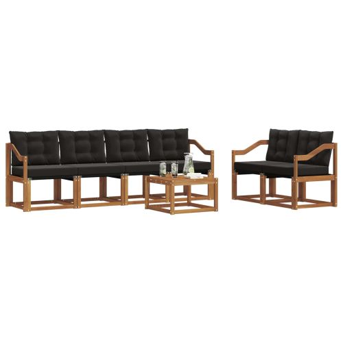 Комплект дивани за открито 7 бр. Естествено и черно