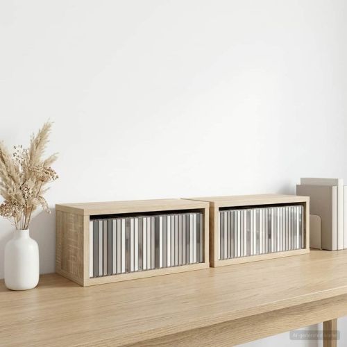 Рафтове за CDs 2 бр. Дъб сонома 40 x 17 x 17 см