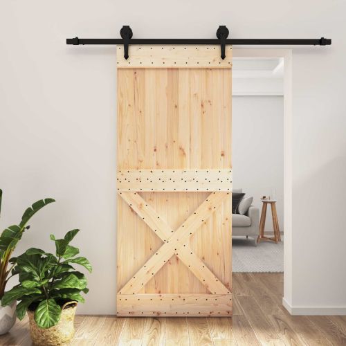 Преплъзваща се врата Естествено и черно 90 x 210 cm