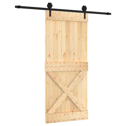 Преплъзваща се врата Естествено и черно 90 x 210 cm