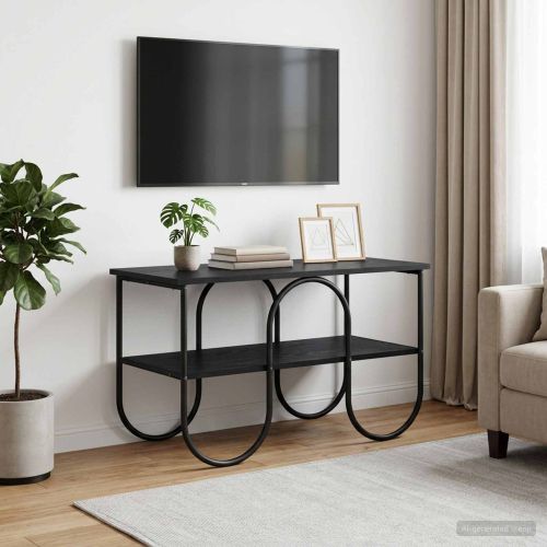 ТВ стойка 80 x 40 x 50 cm Черен дъб Инженерна дървесина