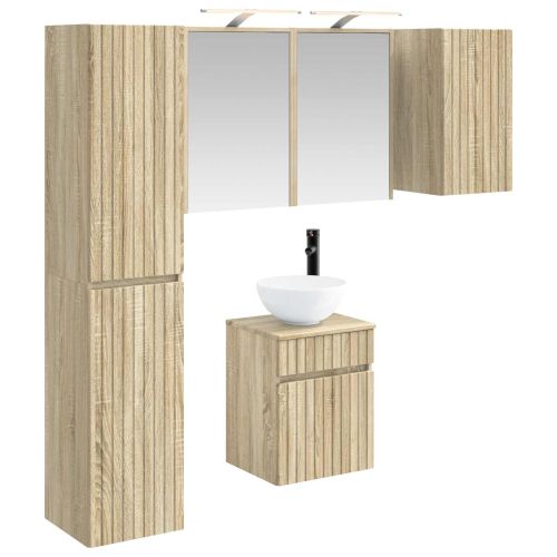 Комплект шкафове за баня 5 бр. Дъб сонома Инженерна дървесина
