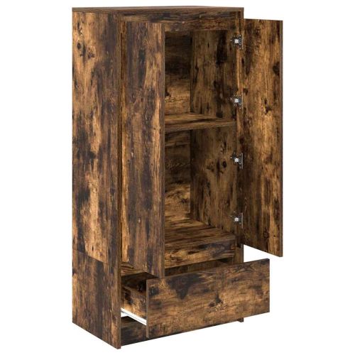 Шкаф с чекмеджета, опушен дъб 55,5x34x119,5 см, инженерно дърво